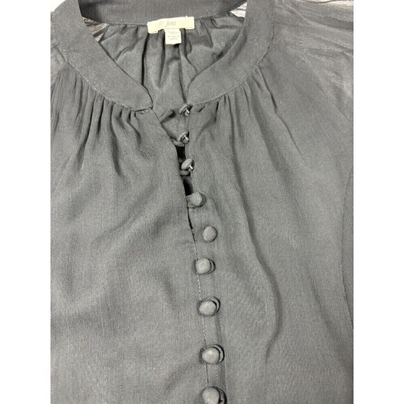 Joie Balloon Sleeve Mini Dress Caviar Black Size Small Sheer Tag Attached Layers - Picture 9 of 13